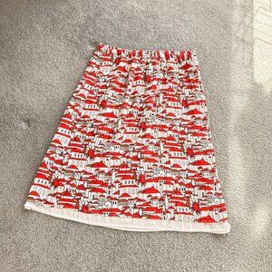 Porridge Anthopologie A-Line Swing Skirt Flowy Village Rooftop Print MED - C2804